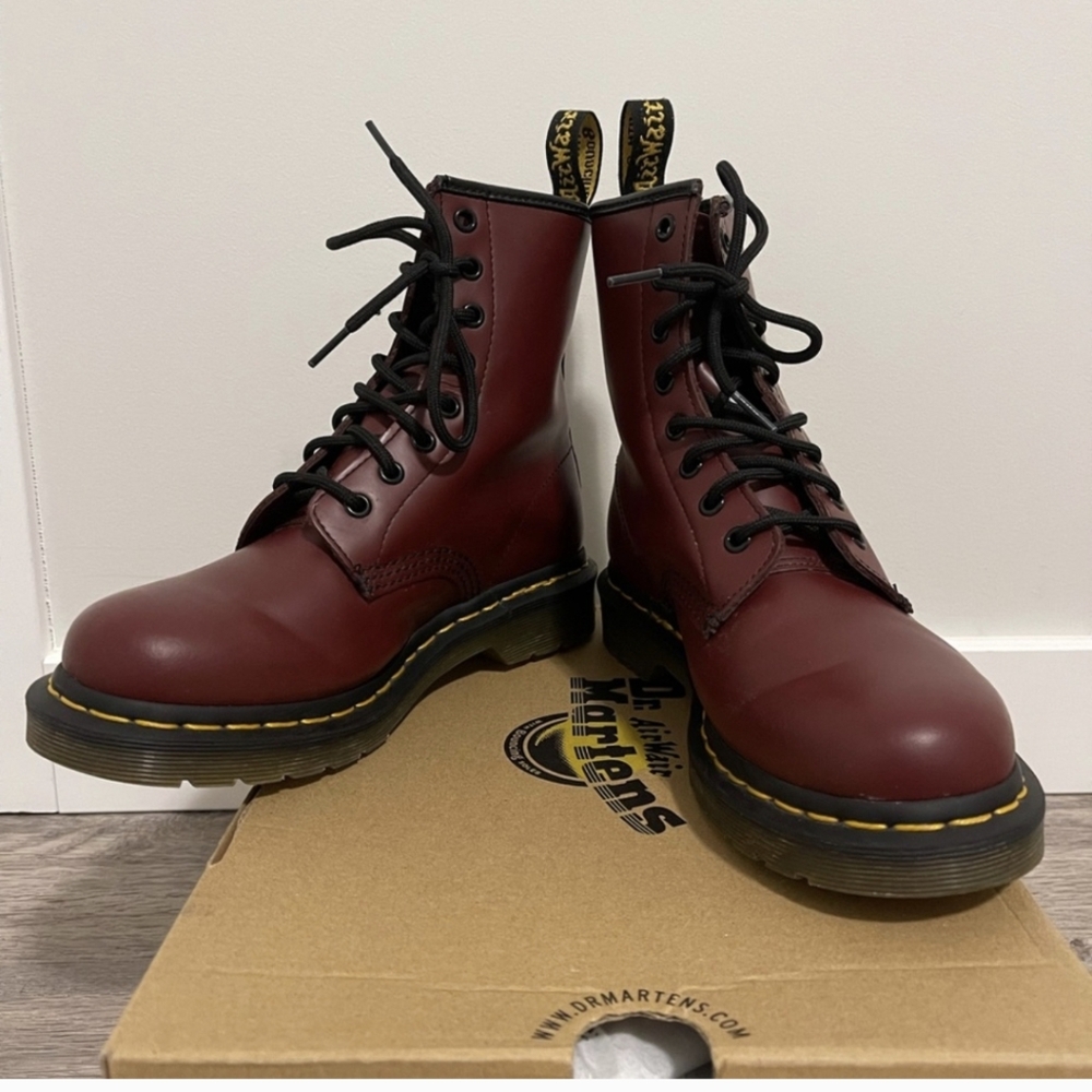 Dr. Martens Cherry Red Boots with Black Laces
